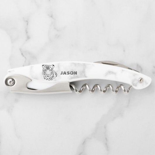 Marmor- und Tigerkopf Kellnermesser (Vorderseite)