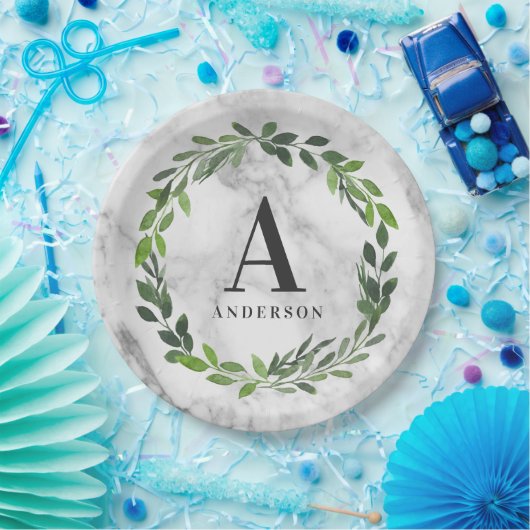 Marmor- und Wasserfarbenkranz Pappteller (Party)