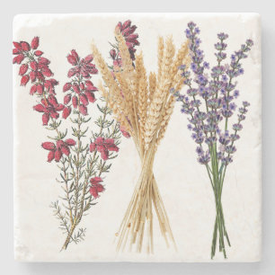 Marmor-Untersetzer - Heather, Weizen & Lavendel Steinuntersetzer