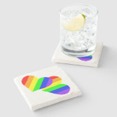 Marmor-Untersetzer mit Regenbogenherz Steinuntersetzer (Seitenansicht)