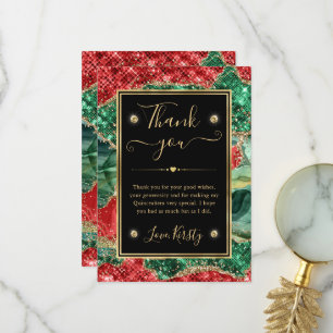 Marmor-Weihnachts-Achat & Gold-Glitter-Quinceanera Dankeskarte