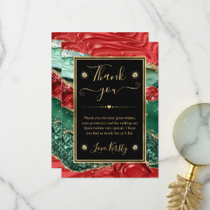 Marmor-Weihnachts-Achat & Gold-Glitter-Quinceanera Dankeskarte