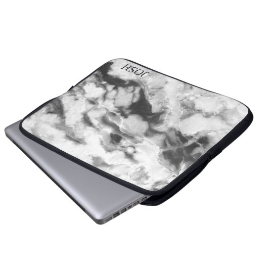 Marmor, weiß und grau laptopschutzhülle (Vorne Knopf)