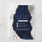 Marmor, Weißer und Gold Agate Hochzeitsszene RSVP Einladung (Vorderseite)