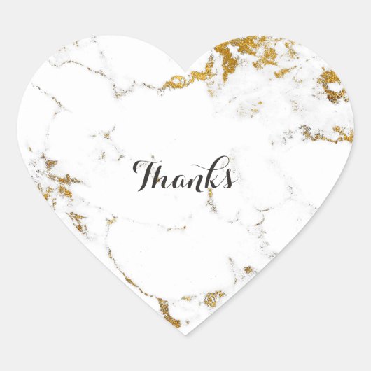 Marmor White Carrara Stone Gold Einfach Herz Herz-Aufkleber (Vorderseite)