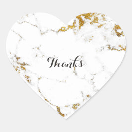 Marmor White Carrara Stone Gold Einfach Herz Herz-Aufkleber