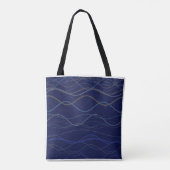 Marmor-Wirbel Blau Gold Muster Geschenkpapier Tasche (Rückseite)