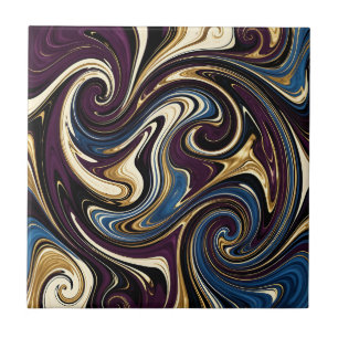 Marmor-Wirbel Lila Gold Blau Abstrakt Fliese