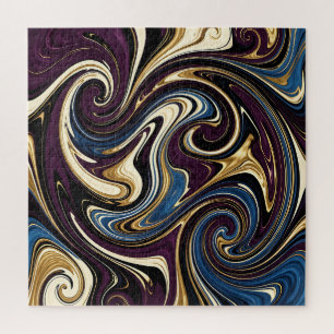 Marmor-Wirbel Lila Gold Blau Abstrakt Puzzle