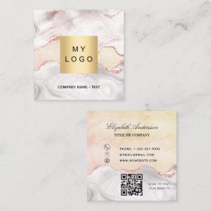 Marmoragate Rose Goldlogo QR-Code elegant Quadratische Visitenkarte