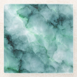 Marmorähnliche Textur in Aquamarin-grünen und farb Glasuntersetzer