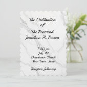 Marmoraussehen Pastor Ordination Einladung (Stehend Vorderseite)