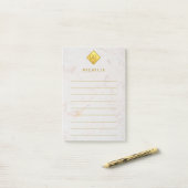 Marmorband Gold Monogram Golden Name White Post-it Klebezettel (Auf Schreibtisch)