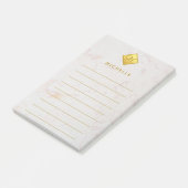 Marmorband Gold Monogram Golden Name White Post-it Klebezettel (angewinkelt)