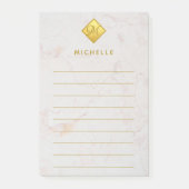 Marmorband Gold Monogram Golden Name White Post-it Klebezettel (Vorderseite)