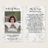 Marmorbeerdigung Gedenkkarte Foto Beileid Gebetska (Vorne & Hinten)