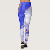 Marmorblau Gold, Abstrakt modern. Leggings (Rückseite)