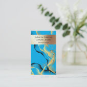 Marmorblau-goldfarbene Flüssiglampen-Rauchschimmer Visitenkarte (Stehend Vorderseite)