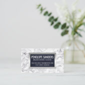 Marmorblau Hintergrund | Silver Metallic Visitenkarte (Stehend Vorderseite)