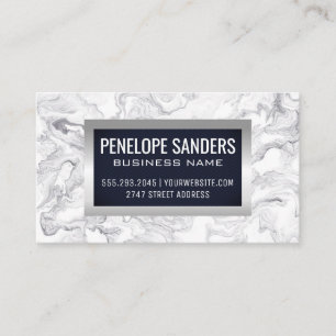 Marmorblau Hintergrund Silver Metallic Visitenkarte