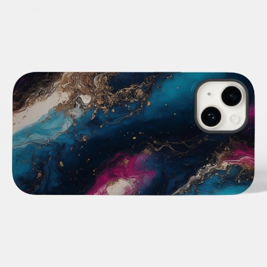 Marmorblau schwarz Case-Mate iPhone hülle (Rückseite (Horizontal))