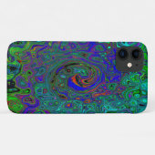 Marmorblau und Aquamarine Abstrakter Retrowirbel Case-Mate iPhone Hülle (Rückseite (Horizontal))