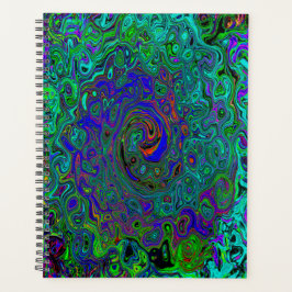 Marmorblau und Aquamarine Abstrakter Retrowirbel Planer