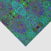 Marmorblau und Aquamarine Abstrakter Retrowirbel Seidenpapier (Ausschnitt)