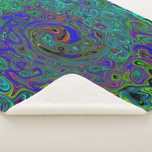 Marmorblau und Aquamarine Abstrakter Retrowirbel Sherpadecke (3/4)