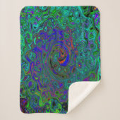 Marmorblau und Aquamarine Abstrakter Retrowirbel Sherpadecke (Vorderseite)