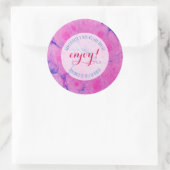 Marmorblau und rosa runder aufkleber (Tasche)