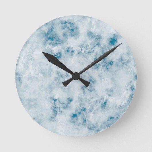 Marmorblauer Hintergrund Runde Wanduhr (Vorderseite)