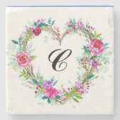 Marmorblumenkranz-Untersetzer mit anfänglichem Steinuntersetzer (Vorderseite)