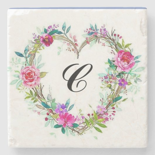 Marmorblumenkranz-Untersetzer mit anfänglichem Steinuntersetzer (Vorderseite)