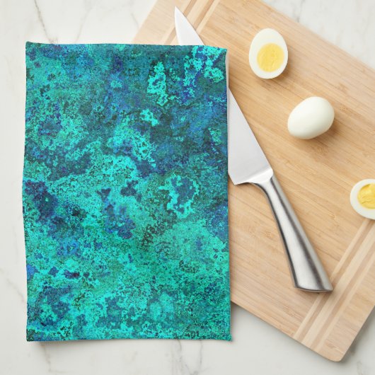 Marmorboden blau und türkisblau geschirrtuch (Viertel Falte)