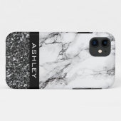 Marmorboden und schwarzer Glitzer Case-Mate iPhone Hülle (Rückseite (Horizontal))