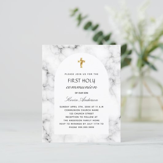 Marmorbogen erste Einladung zur heiligen Kommunion (Stehend Vorderseite)