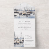 Marmorboote an der Küste bei Hochzeit im Hafen Sea All In One Einladung (Innen Boden)