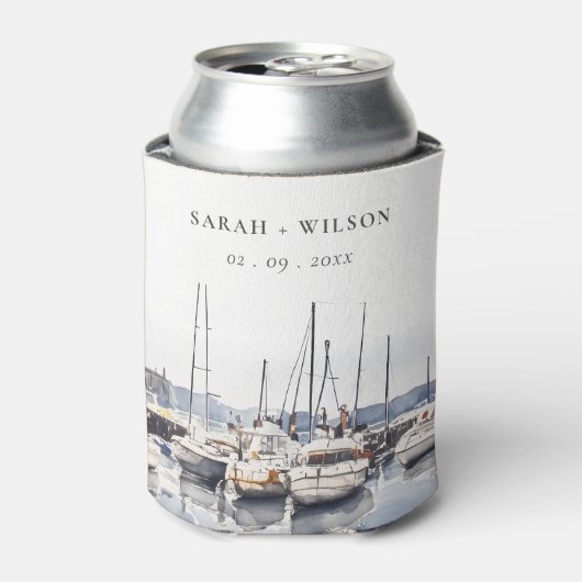 Marmorboote an der Küste bei Hochzeit im Hafen Sea Dosenkühler (Kanne Vorderseite)