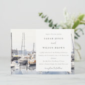 Marmorboote an der Küste bei Hochzeit im Hafen Sea Einladung (Stehend Vorderseite)