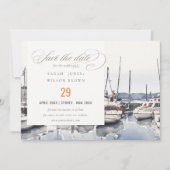 Marmorboote an der Küste bei Hochzeit im Hafen Sea Save The Date (Vorderseite)