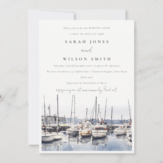 Marmorboote an der Küste Seefahrt Morgens nach Einladung (Vorderseite)