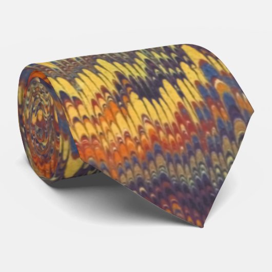 Marmorbuch Endpaper Yellow Orange Blue Violet Krawatte (Gerollt)