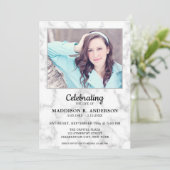 Marmordenkmal Foto Beerdigung Feier des Lebens Einladung (Stehend Vorderseite)