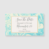 Marmordesign in türkisfarbener Hochzeit speichern Magnetkarte (Vorderseite)