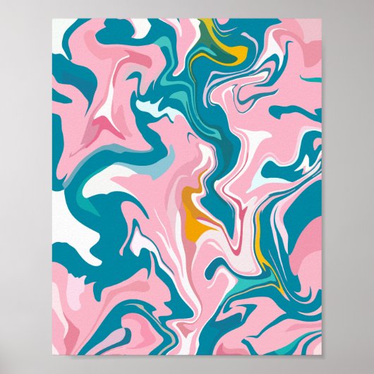 Marmordesign mit rosa und Aquamarin Poster (Vorne)