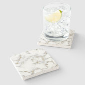 Marmoreffekt Gold und Weiß Steinuntersetzer (Seitenansicht)