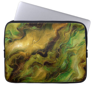 Marmoreffekt in Grün und Gold Laptopschutzhülle