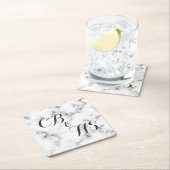 Marmoreffekt von Monogramm oder Initialen Rechteckiger Pappuntersetzer (Vor Ort)