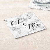 Marmoreffekt von Monogramm oder Initialen Rechteckiger Pappuntersetzer (angewinkelt)